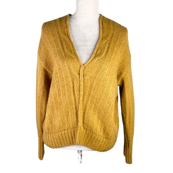 Altar'd State Sweater S/M Mustard V-Neck Cropped Super Soft - Picture 5 of 12